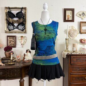 y2k subversive girly grunge funky mesh graphic top